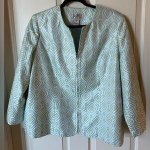 GMI Woman 20W Mint Jacquard Jacket Structured Zip Front Plus Size Blazer